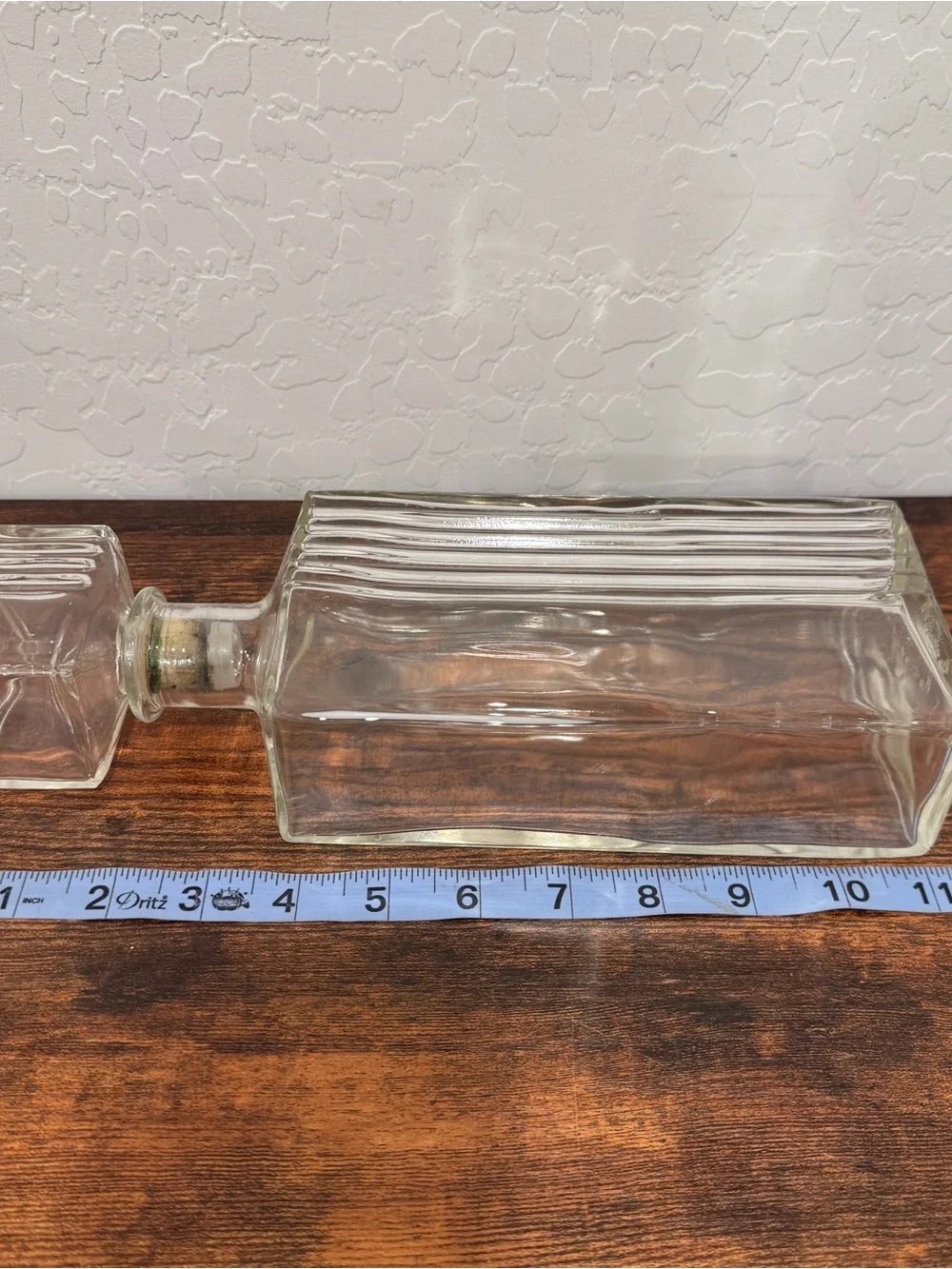 Vintage Seagrams Whiskey Clear Glass Decanter Ribbed Detail Clear Bar Cart MCM
